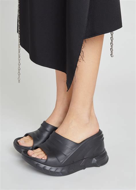 givenchy pink and black slides|Givenchy marshmallow slide wedge sandals.